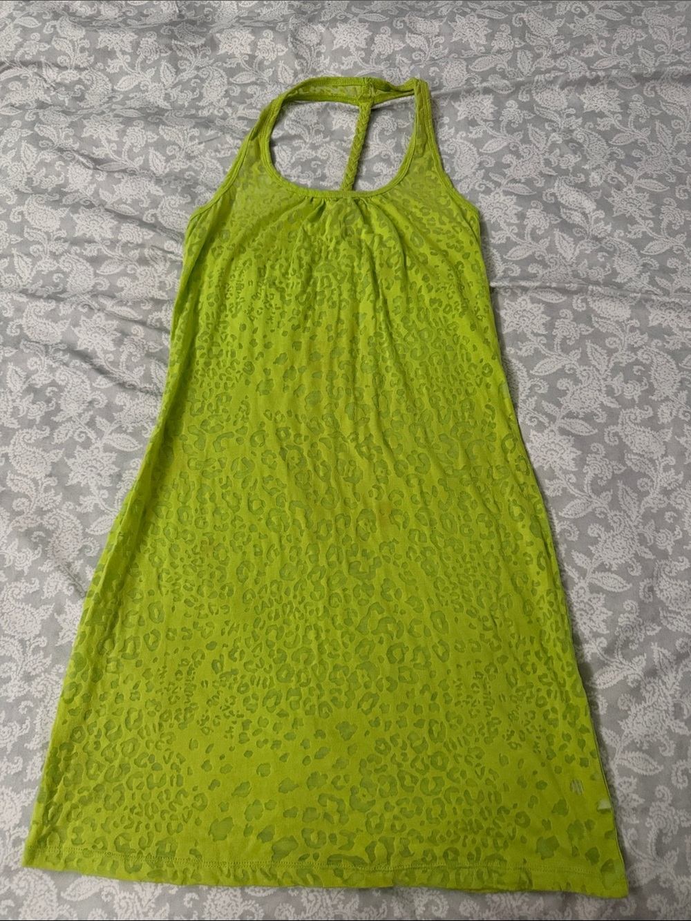 Miken Lime Green Racerback Lace-Textured Chemise